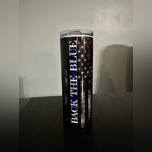 Stainless steel tumbler 20oz back the blue